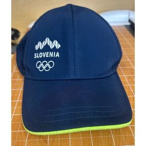 Peak Slovenia Olympic Team Hat Navy Blue Lime Green Adjustable Mesh Athletic Cap